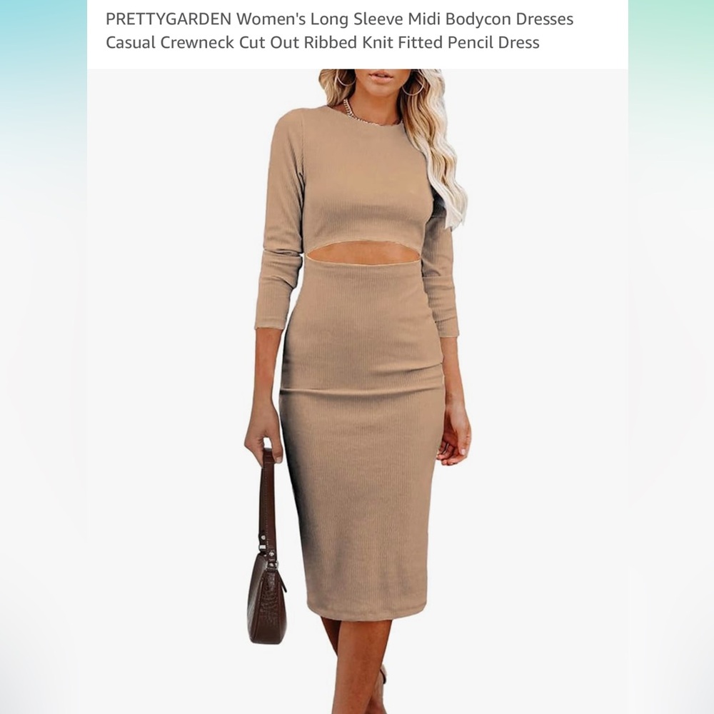 PrettyGarden ribbed midi bodycon cut out dress size L. NWOT